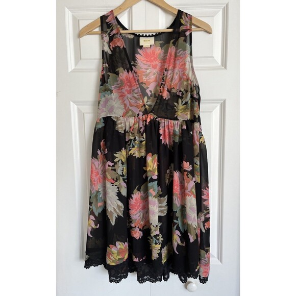 Maeve Dresses & Skirts - Maeve Anthropologie Violette Floral Chiffon Mini Dress Sheer Size S Sleeveless